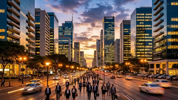 Região central de Brasília e reunião de planejamento de comunicação